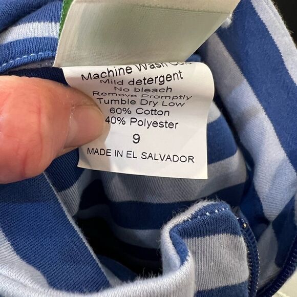 Boys New Blue Striped Polo with zip collar size 9 or 10 - Picture 4 of 12